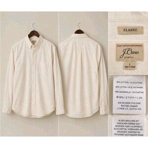 J. Crew Classic Stretch Long-Sleeve Shirt in Cream